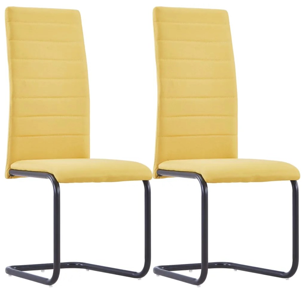 vidaXL Jedálenské stoličky, perová kostra 2 ks, žlté, látka