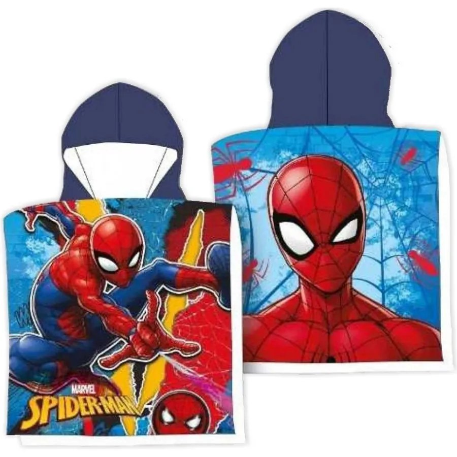 Chlapčenské pončo - plážová osuška s kapucňou Spiderman - 55 x 110 cm