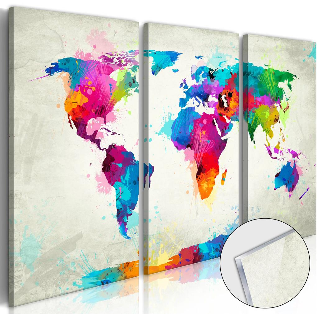 Artgeist Obraz na akrylátovom skle - World Map: An Explosion of Colours [Glass] Veľkosť: 120x80