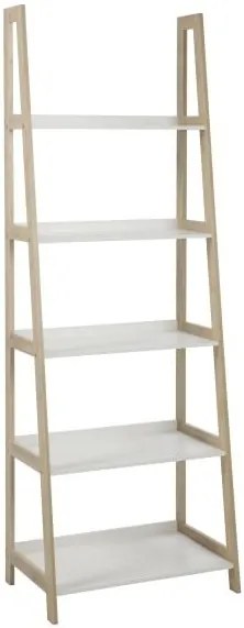 Biely päťposchodový regál s konštrukciou z bambusu Actona Wally