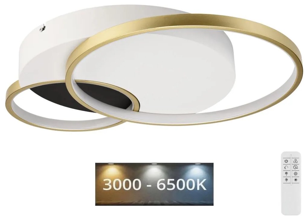 Lamkur Stmievateľné stropné svietidlo BENITO LED/31W/230V 3000-6500K biela/zlatá LA50973