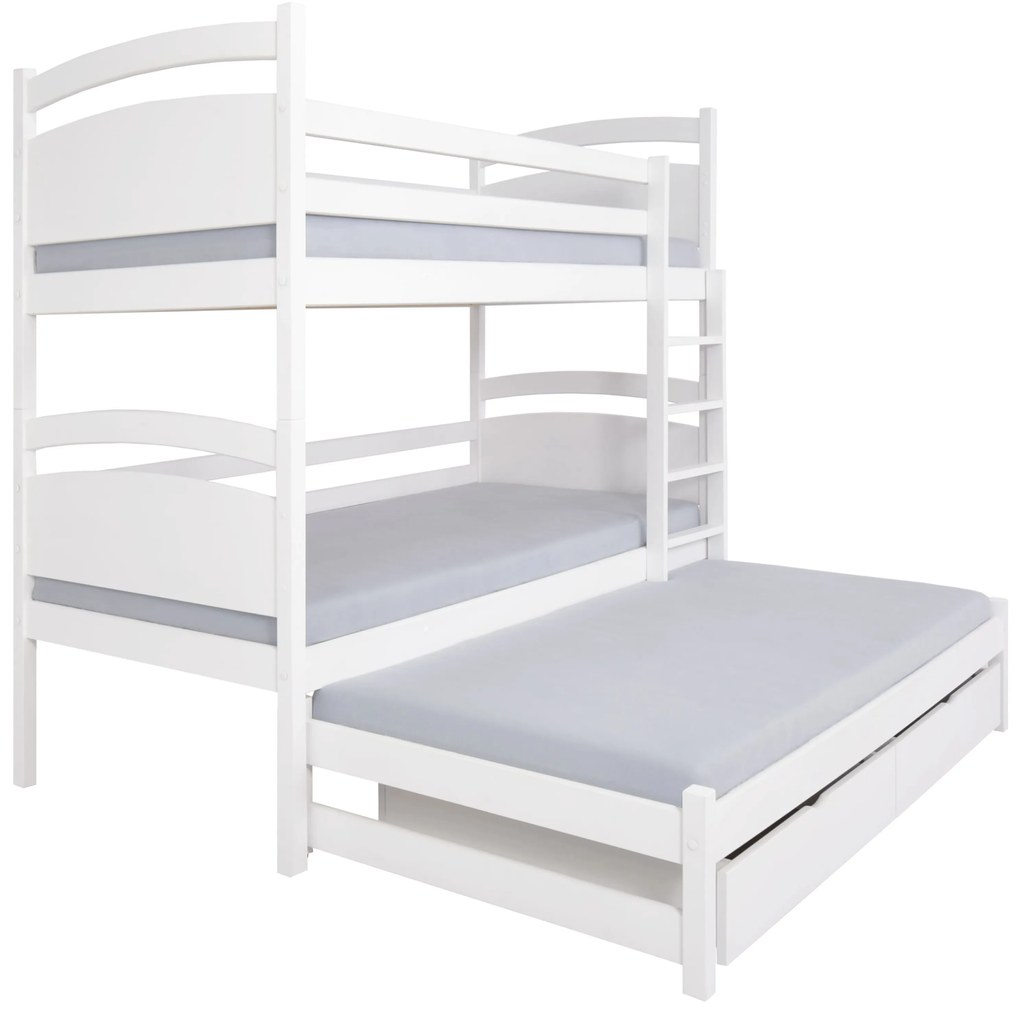 FA Poschodová posteľ s prístelkou Petra 2 200x90 Farba: Biela, Variant bariéra: Bez bariéry