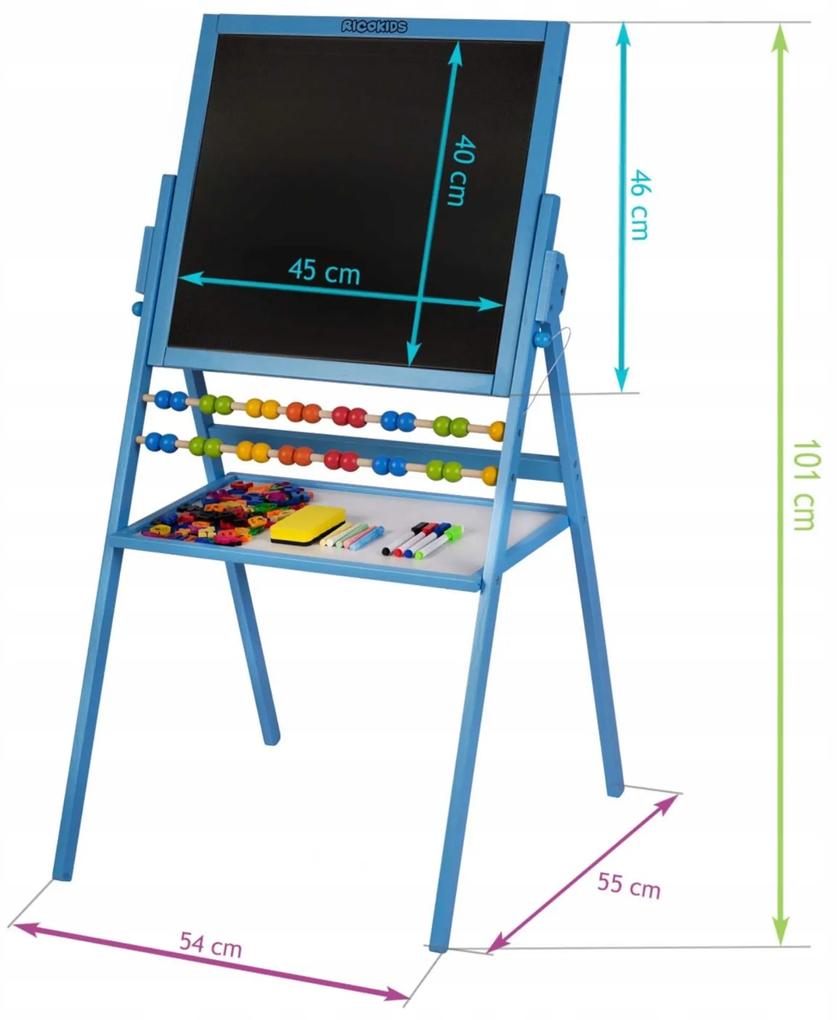 Vulpi Magnetická/kriedová tabuľka pre deti s počítadlom WoodTable XL Farba: modrá