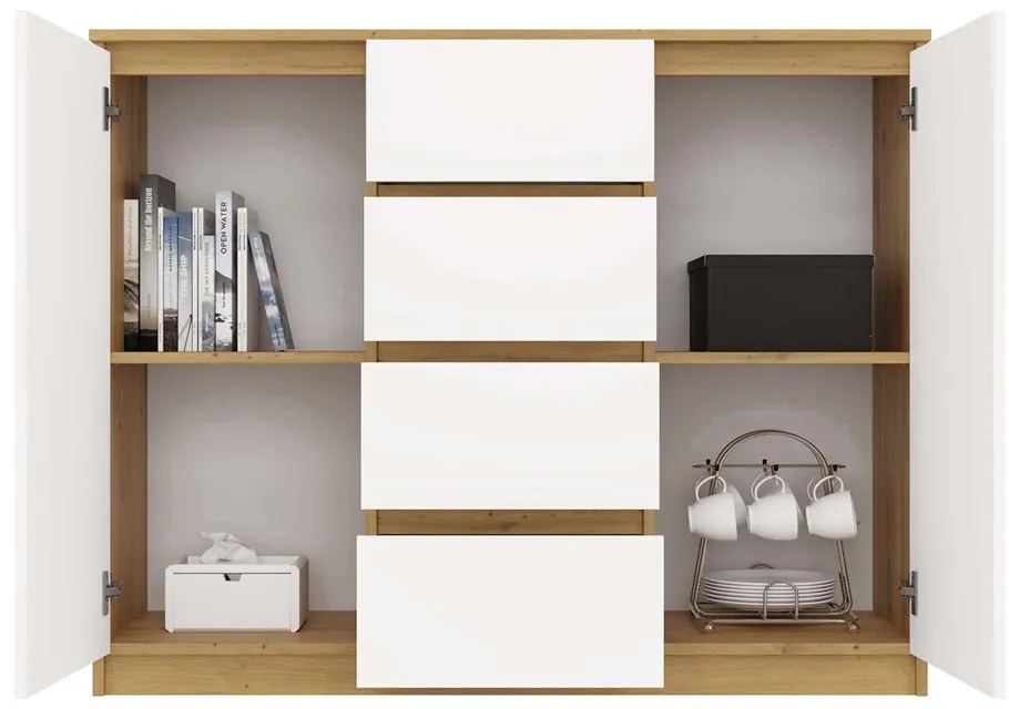 Komoda Malwa 2D4S 120 cm dub artisan/biela