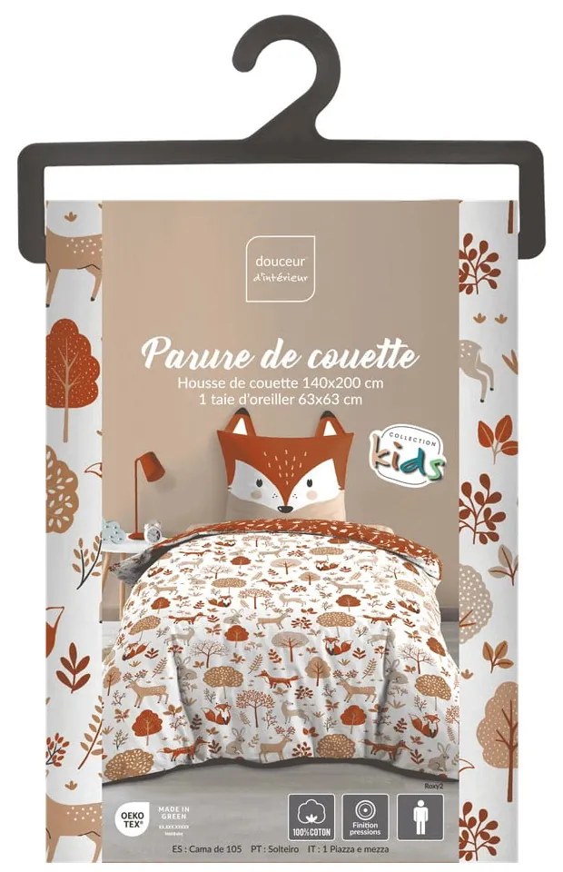 Biele/v terakotovej farbe bavlnené detské obliečky na jednolôžko 140x200 cm Roxy – douceur d'intérieur