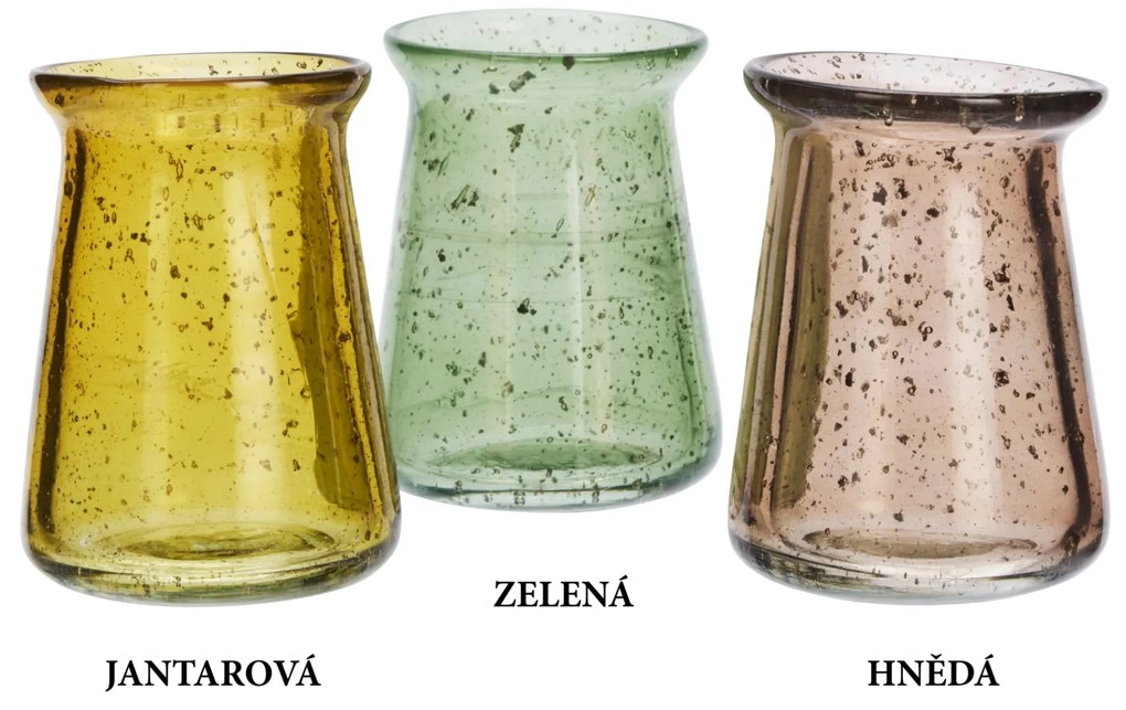 MADAM STOLTZ Sklenená vázička z recyklovaného skla Hnedá