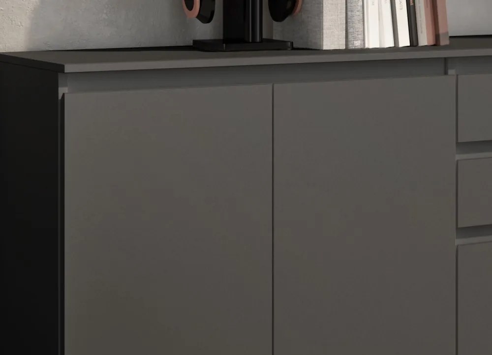 Komoda s 2 šuplíkmi Brest, 119 cm, antracitová