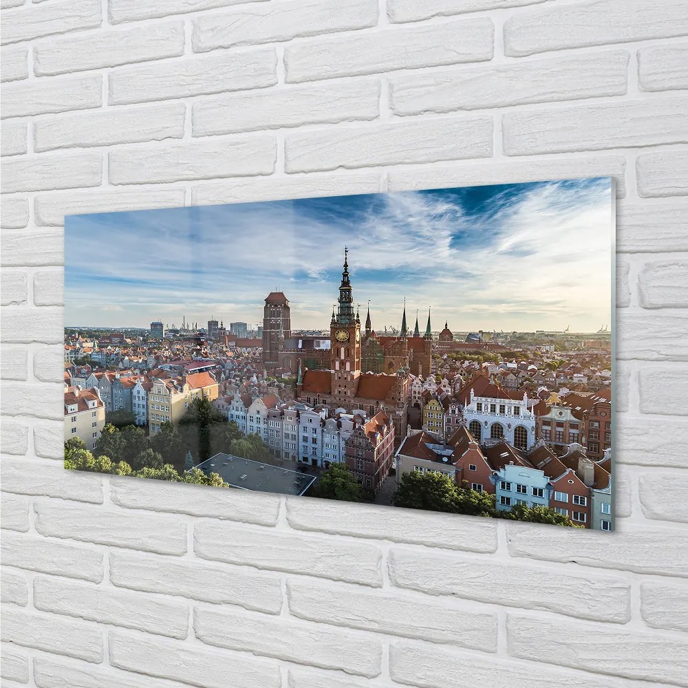 Nástenný panel  Gdańsk Panorama kostol 140x70 cm