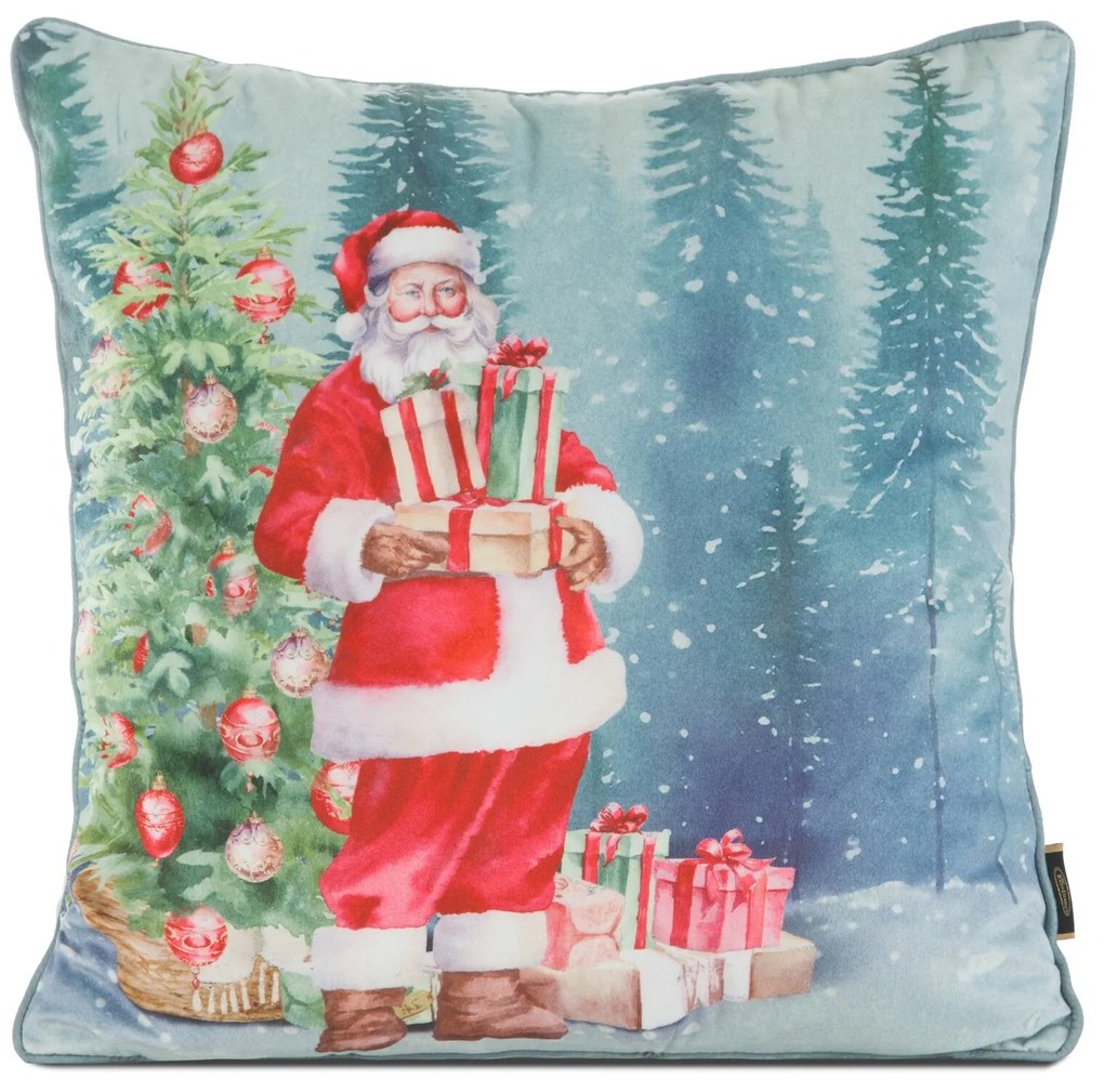 VIANOČNÁ DEKORAČNÁ OBLIEČKA NA VANKÚŠ SANTA4 45X45 CM VZOROVANÁ