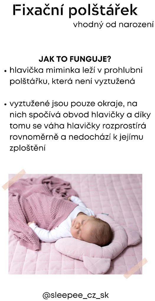 Fixačný zamatový vankúš ROYAL BABY pre bábätko ružový