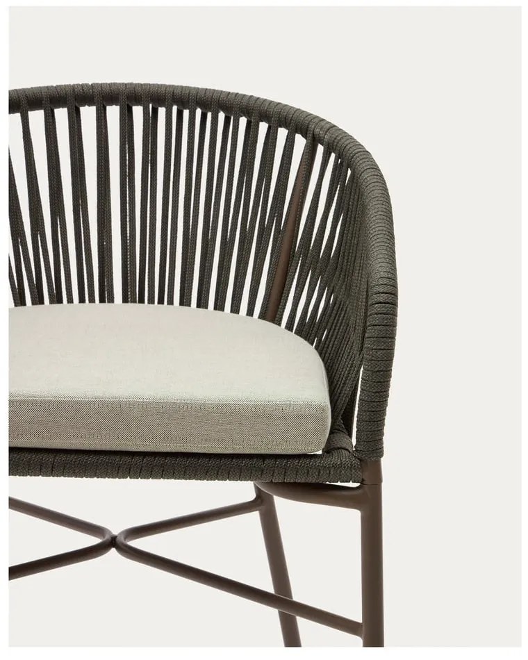 Zelená kovová/polstrovaná záhradná barová stolička Yanet – Kave Home