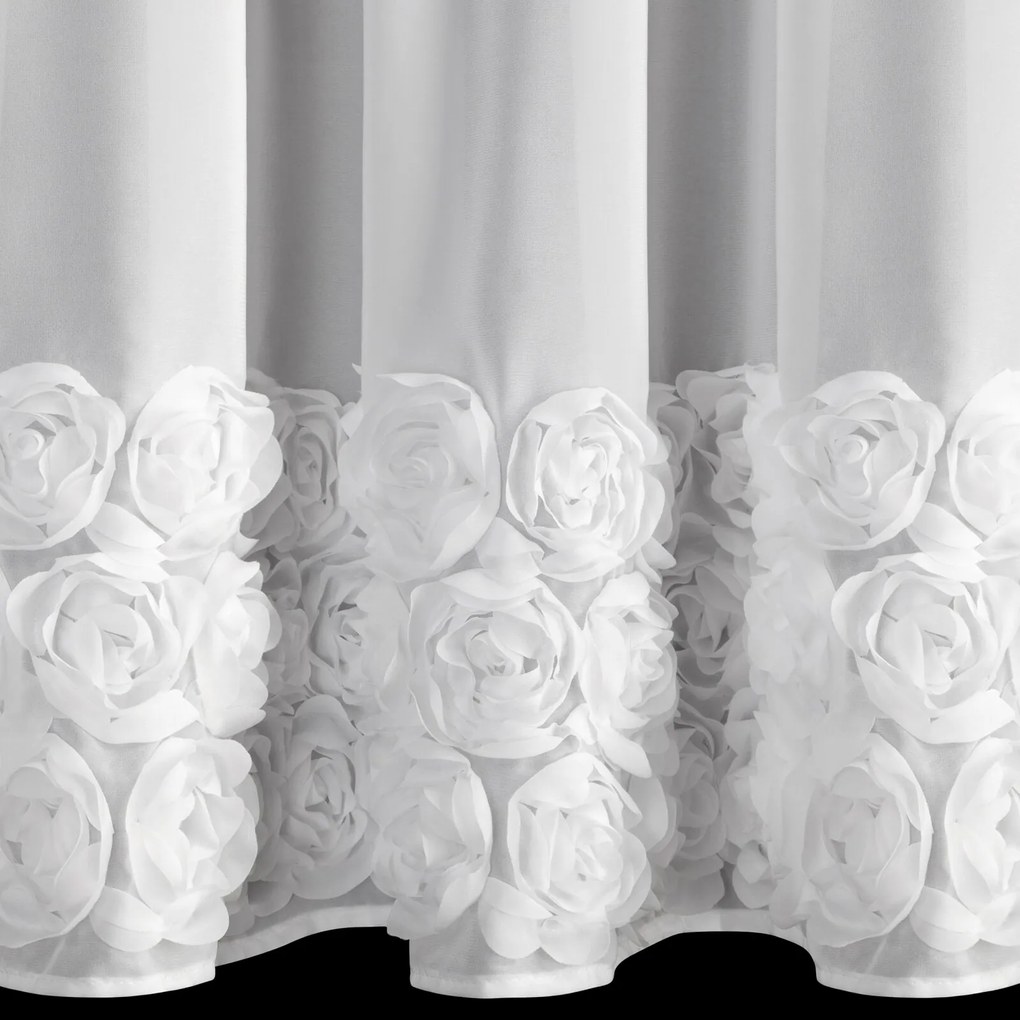 KRÁTKA ZÁCLONA NA PÁSKE EVA MINGE ROSES11 150X70 CM BIELA