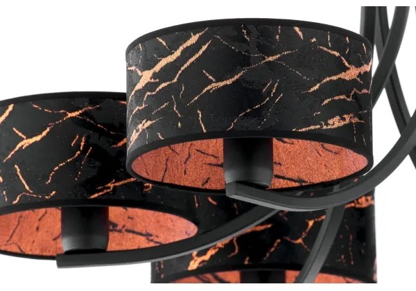 Jupiter 2108- Luster na reťazi ARTHUR 6xE27/15W/230V čierna/oranžová/mramorový dekor