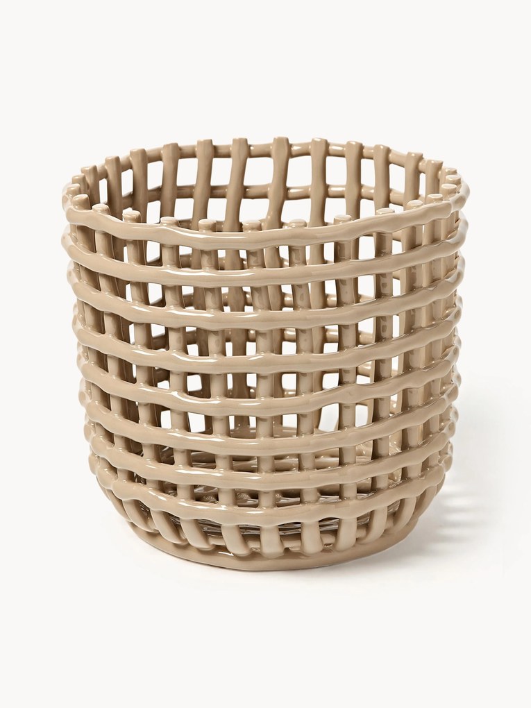 Ručne vyrobený keramický úložný kôš Nalan, V 21 cm