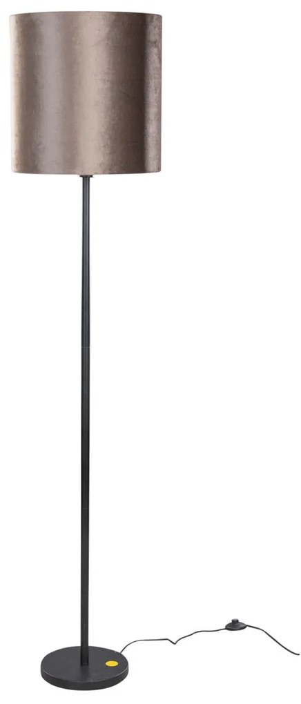 Stojacia lampa čierna s hnedým zamatovým tienidlom 40 cm - Simplo