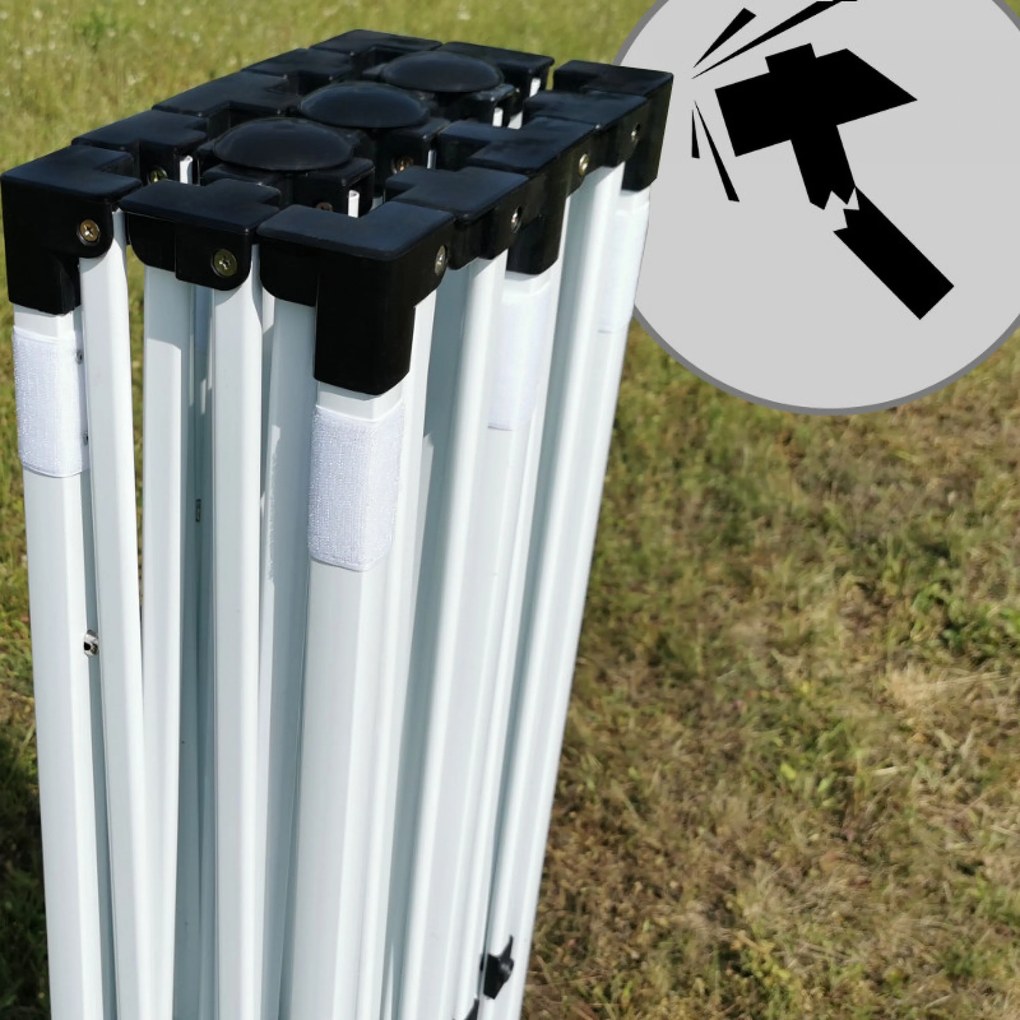 BRIMO Párty stan 3x6 m Nožnicový (3 steny) - Oceľová Konštrukcia a Plachta 330g/m² - s 3 stenami - Biela 11