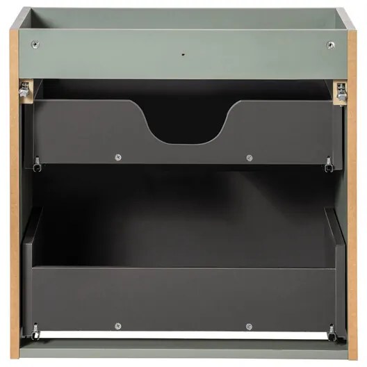 Závěsná skříňka Line Reed Green Beyond s deskou a umyvadlem 80 cm zelená/dub casella