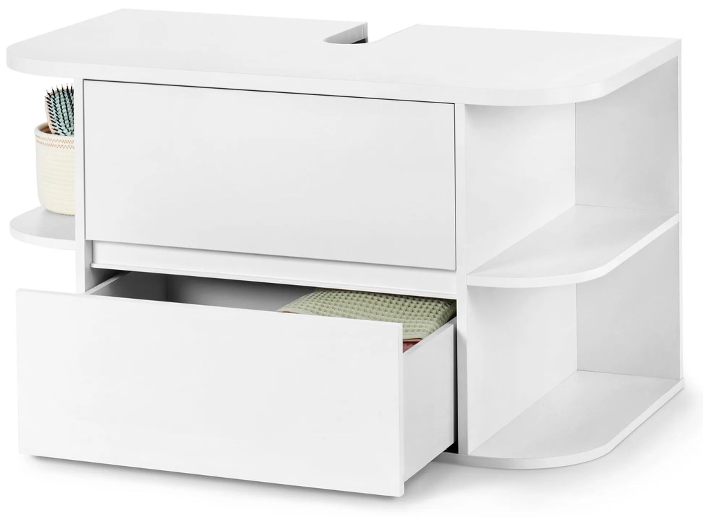 Okrúhla umývadlová skrinka, biela