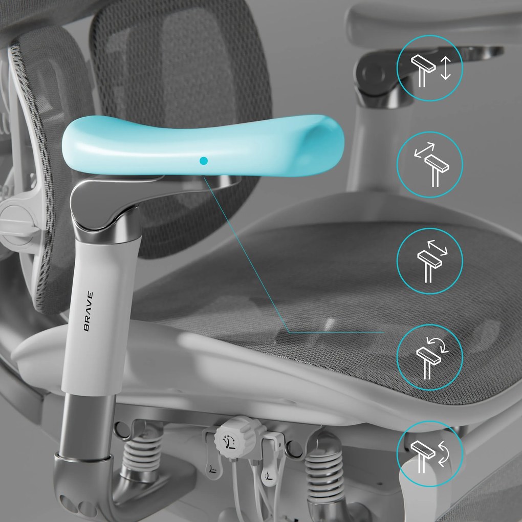 Ergonomická kancelárska stolička s podnožkou Premium Normal Size, sivá: Diablo V-Kinetic