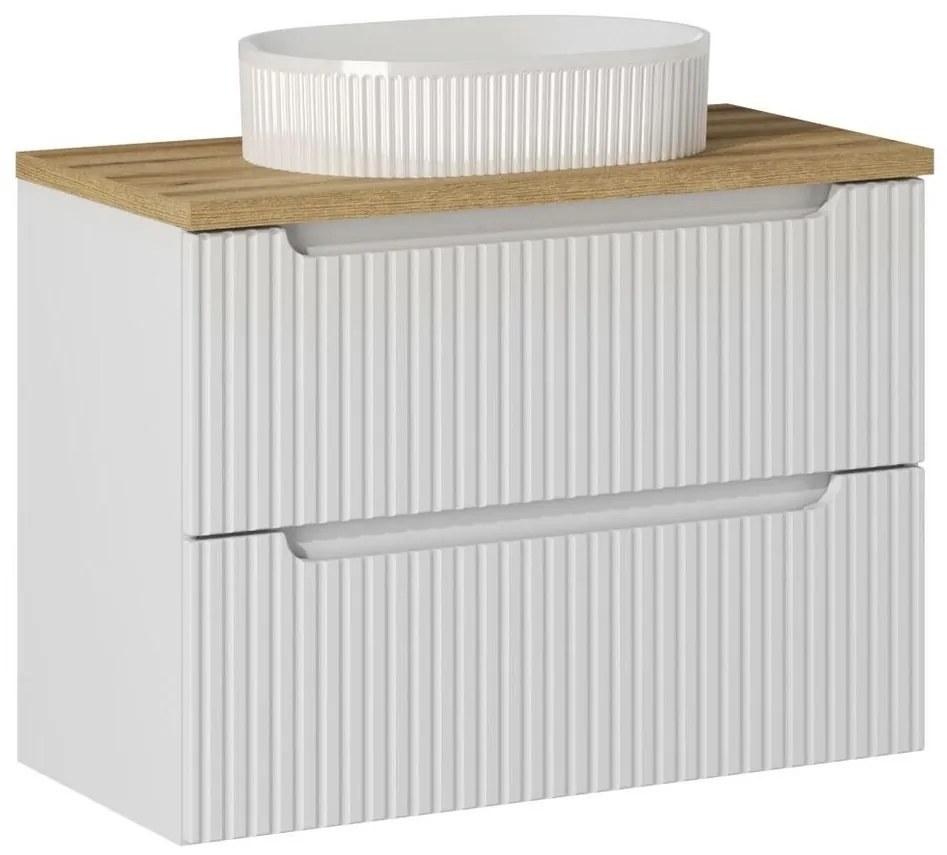 Závesná skrinka pod umývadlo Nova White I s doskou 80 cm biela/dub coast evoke