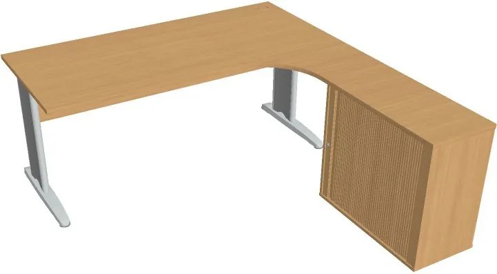 Rohový písací stôl SELECT so skrinkou - dĺžka 1800 mm, ľavý, buk