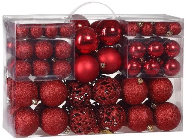 Sada vianočných závesných dekorácií REGALO červená (100 ks)
