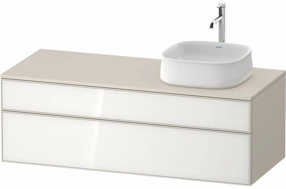 DURAVIT Zencha závesná skrinka pod umývadlo na dosku (umývadlo vpravo), 2 zásuvky, 1300 x 550 x 442 mm, biela/taupe super matná, ZE4822R64830000