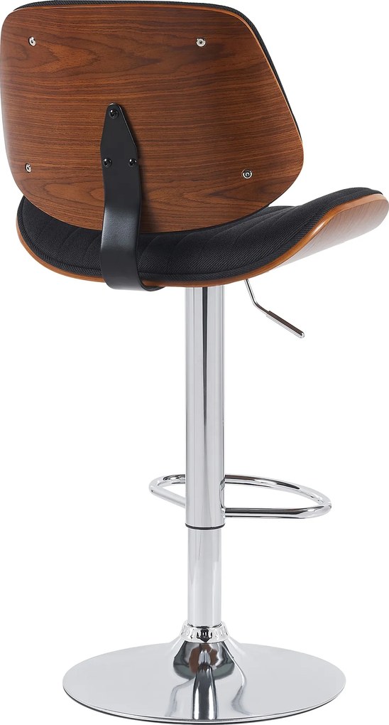 Barová stolička Clawson - látka, chróm rám - orech/čierna