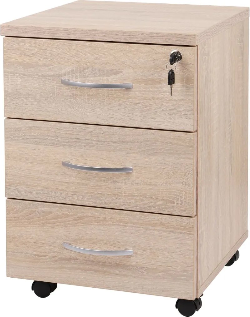 Kontajner pod písací stôl na kolieskach, dub sonoma BP89