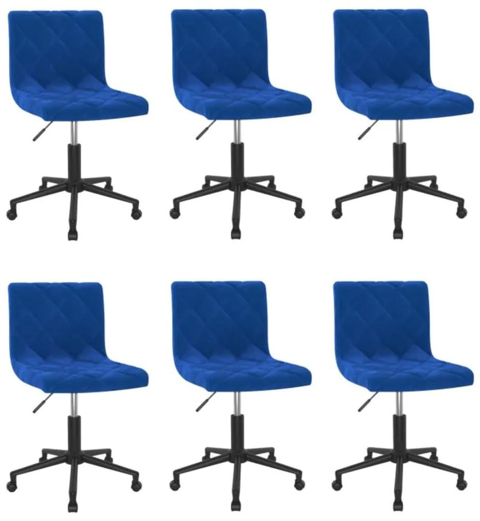 Otočné jedálenské stoličky 6 ks modré zamatové 3086574