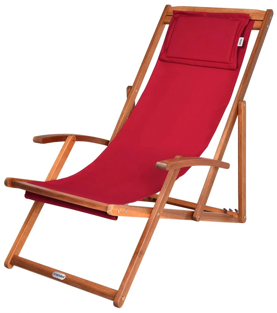 Záhradné lehátko SIENA, 65x87x102cm, červená Casaria