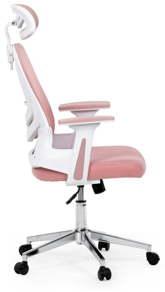 Kancelárska otočná stolička ROSE — sieť / látka, ružová