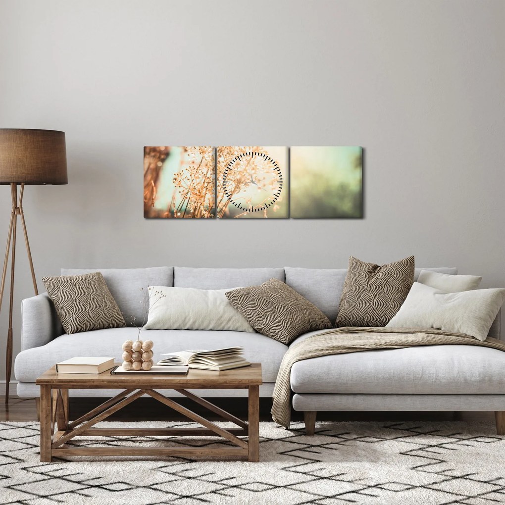 Obraz - Lúčne rastliny (s hodinami) (90x30 cm)