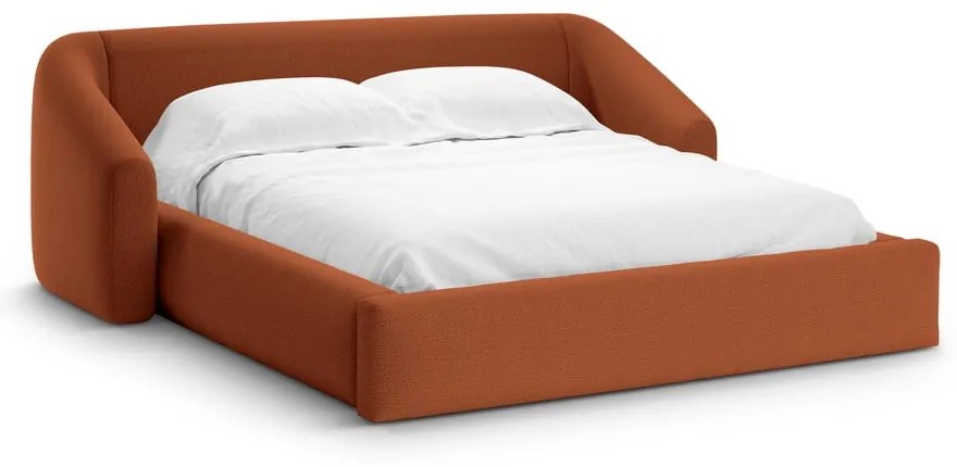 Čalúnená dvojlôžková posteľ s úložným priestorom s roštom 180x200 cm v tehlovej farbe Campi – Cosmopolitan Design