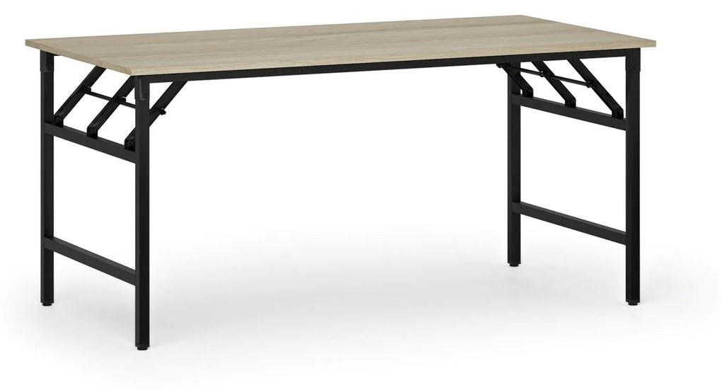 Konferenčný stôl FAST READY s čiernou podnožou, 1600 x 800 x 750 mm, dub prírodný