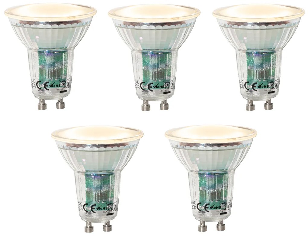 Sada 5 ks GU10 dimbare LED lamp lux sensor 3W 200 lm 2200K