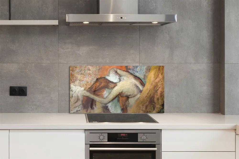 Sklenený obklad do kuchyne Art žena skica 100x50 cm