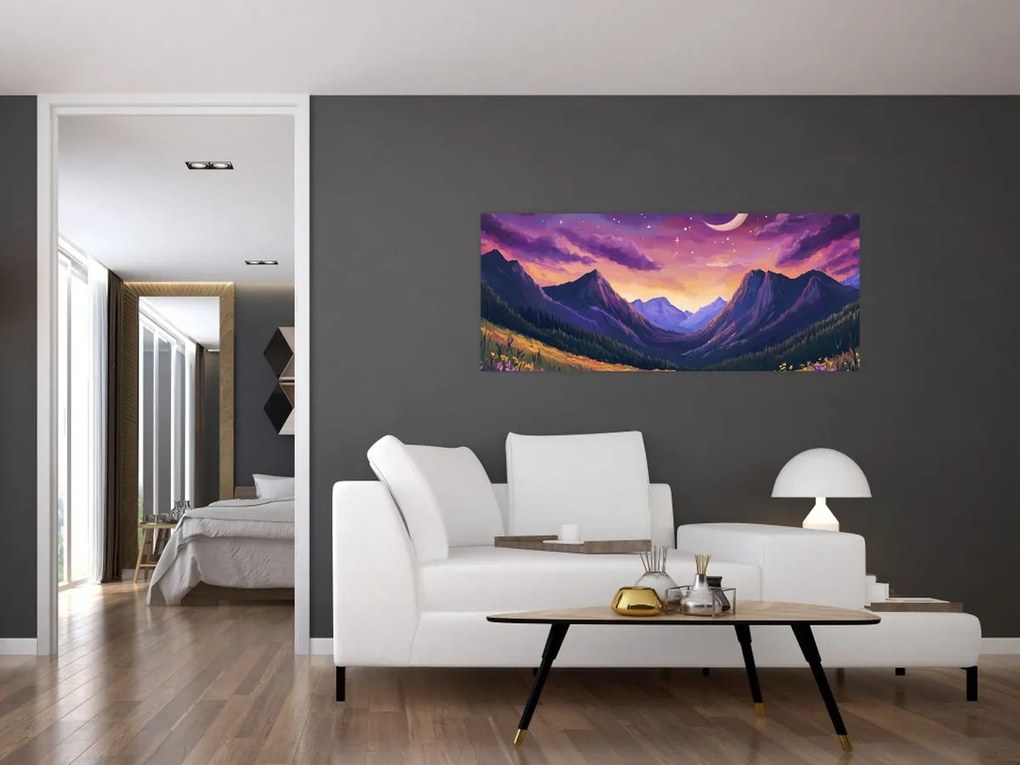 Obraz - Fialová krajina (120x50 cm)