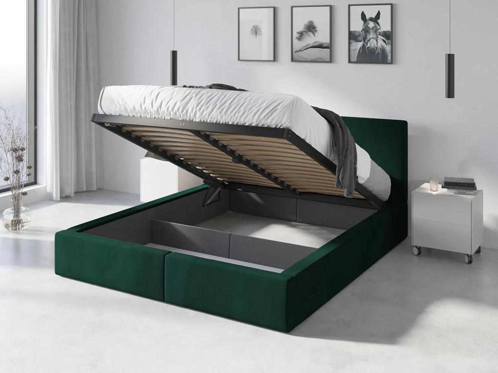 Čalúnená posteľ (výklopná) HILTON 120x200cm ZELENÁ