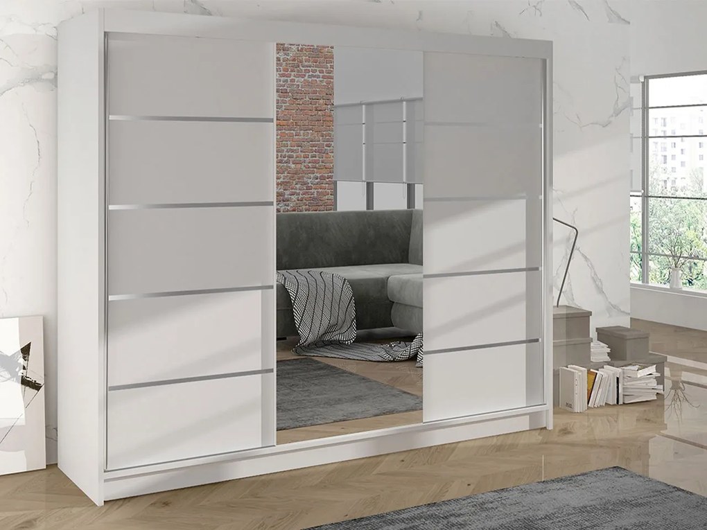 Šatníková skriňa s posuvnými dverami Geneva VI, Farby: biely / dub artisan