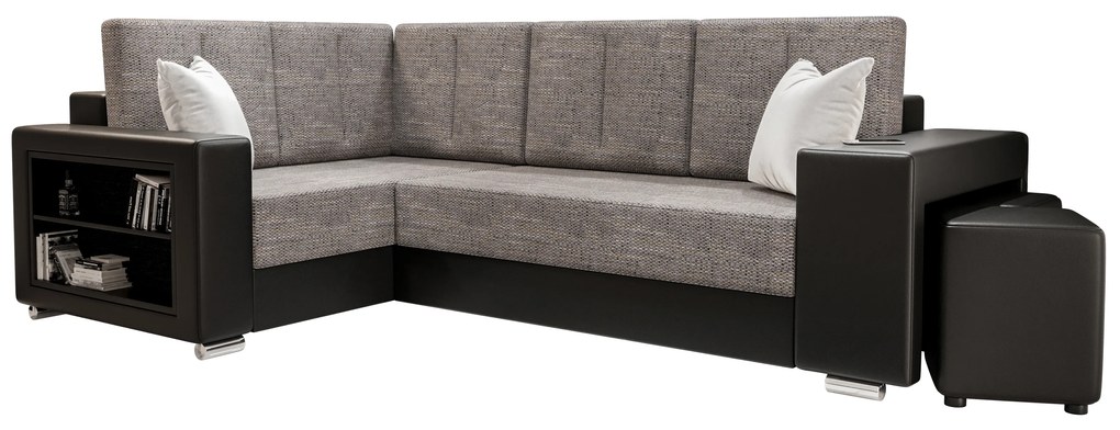 Rohová sedacia súprava Lush (sivá + čierna) (L). Akcia -20%. Vlastná spoľahlivá doprava až k Vám domov. 1057227