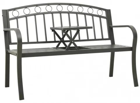 vidaXL Záhradná lavička so stolíkom 125 cm oceľ sivá-