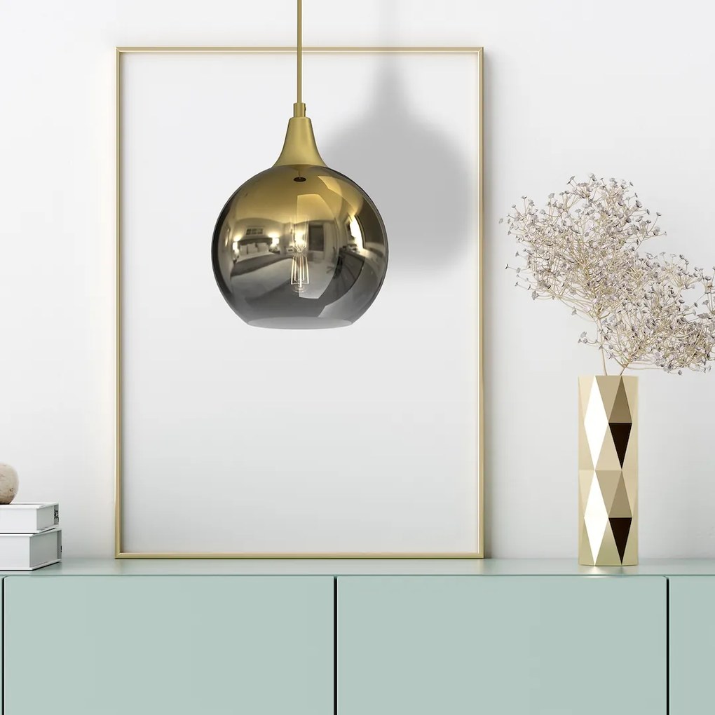 EUlight Závesné svietidlo Monte, 1x zlaté sklenené tienidlo, (fi 20cm), g