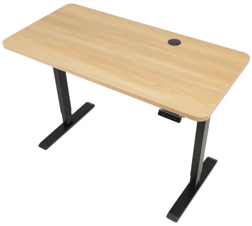 Výškovo nastaviteľný elektrický stôl BestBerg BBAT-14BWD / rozmer 140x70 cm / výška 93,4-125,4 cm / čierna/drevo