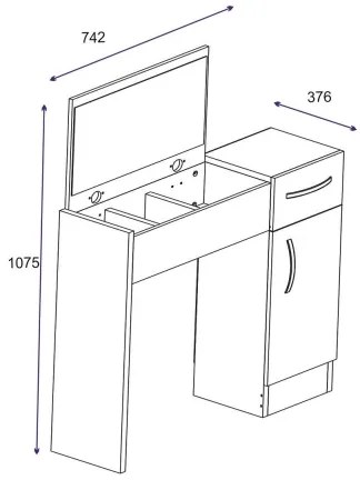 Toaletný stolík INCI 108,8x74,2 cm biela
