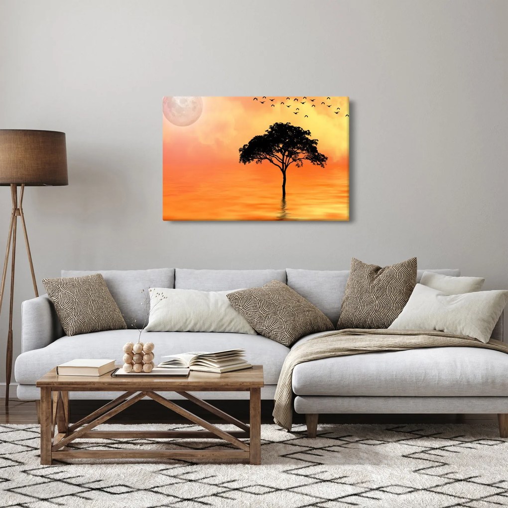 Obraz stromu pri západe slnka (90x60 cm)