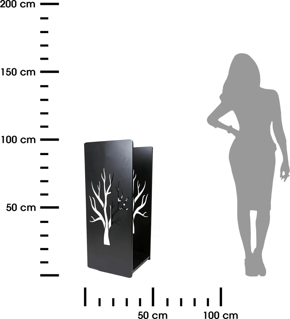 Kovový stojan na drevo Tree, 40x100 cm, čierna