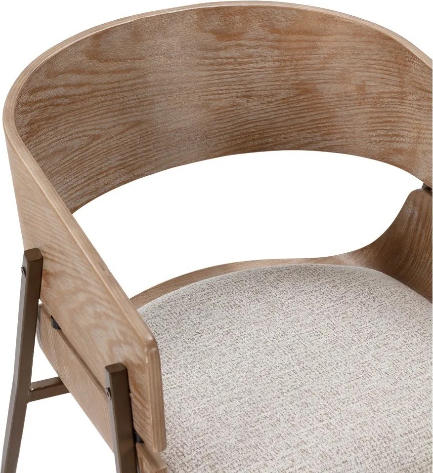 Čalúnené jedálenské kreslá v súprave s podrúčkami 2 ks v prírodnej farbe Naia – MOME