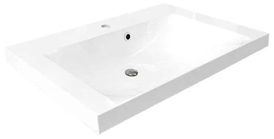 Mereo, Opto, kúpeľňová skrinka s umývadlom z liatého mramoru, 81x46x63 cm, biela-dub riviera, MER-CN931M