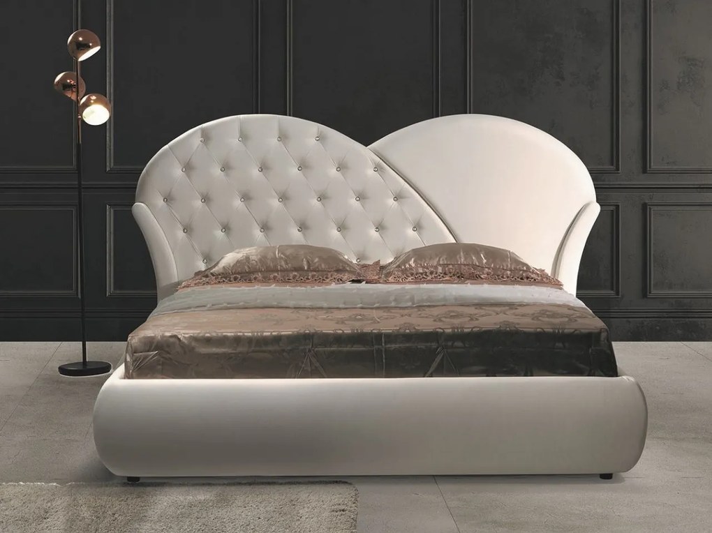 Najlacnejsinabytok MARUBI dizajnová čalúnená posteľ 160, biela ekokoža